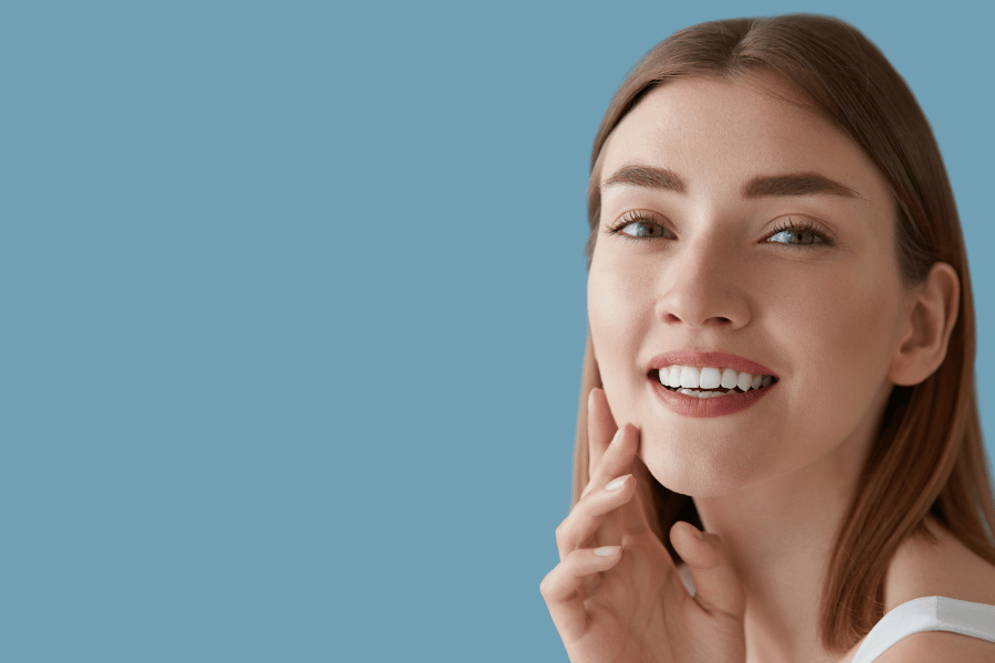 Woman smiling with straight teeth